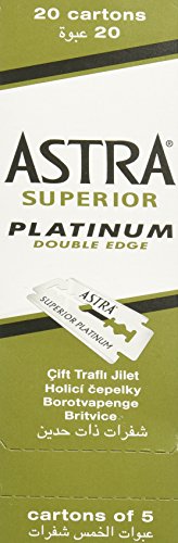 Astra Platinum Double Edge Safety Razor Blades,100 Count (Pack of 2)