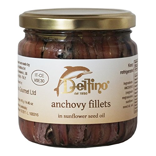 Delfino Battista Anchovies Fillet in Oil from Cetara, Italy | 14.5 Ounce | Pack of 2