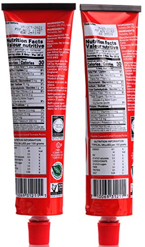Tuscanini Premium Double Concentrated Tomato Paste Tube, 7.5oz (2 Pack) Made with Premium Italian Tomatoes