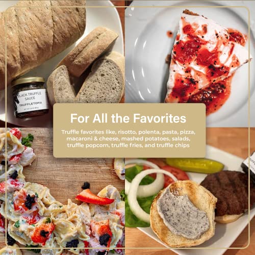 Truffletopia I Black Truffle Sauce I With Real Natural Black Truffles I Versatile Topping or Condiment for Seasoning, Cooking & Baking I Gluten Free, Non-GMO, No MSG, Cholesterol, or Sugar I 2.8 oz