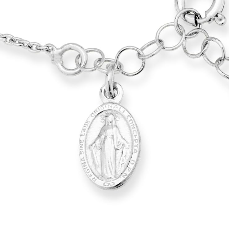 Italian-made 925 Sterling Silver Rosary Cross Bracelet