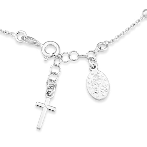 Italian-made 925 Sterling Silver Rosary Cross Bracelet