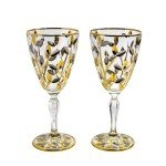 Italian Crystal Flowervine Wine Glasses, Platinum/Gold, Set of 2