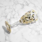 Italian Crystal Flowervine Wine Glasses, Platinum/Gold, Set of 2