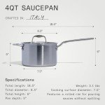 Italian Crafted 4 Quart Stainless Steel Saucepan