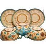 Hand-Painted Italian Vintage Coffee Cups and Plates