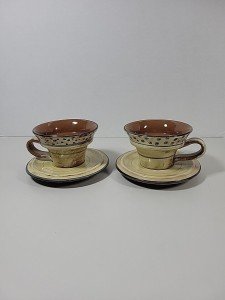 Italian Handmade Cup and Saucer Set - Earth Tones
