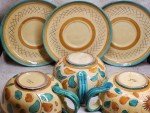 Hand-Painted Italian Vintage Coffee Cups and Plates
