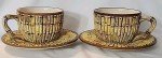 Italian Bamboo Pattern Teacups & Saucers - 2 Sets