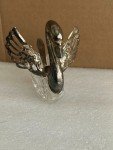 Italian Vintage Crystal Swan Salt Cellar with Spoon