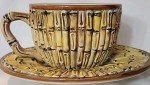 Italian Bamboo Pattern Teacups & Saucers - 2 Sets