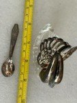 Italian Vintage Crystal Swan Salt Cellar with Spoon