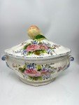 Italian Vintage Floral Soup Tureen with Spoon
