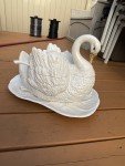 Italian Vintage White Ceramic Swan Tureen Set