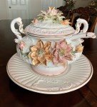 Vintage 1940s Floral Capodimonte Soup Tureen