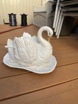 Italian Vintage White Ceramic Swan Tureen Set