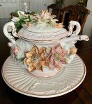 Vintage 1940s Floral Capodimonte Soup Tureen