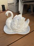 Italian Vintage White Ceramic Swan Tureen Set