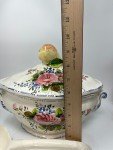 Italian Vintage Floral Soup Tureen with Spoon