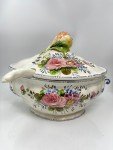 Italian Vintage Floral Soup Tureen with Spoon