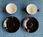 Italian Porcelain Espresso Cups & Saucers Set