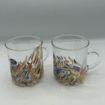 Italian Murano White Crystal Confetti Mugs - Set of 2