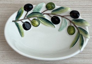 Italian Hand-Painted Olive Design Serving Dish