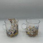Italian Murano White Crystal Confetti Mugs - Set of 2
