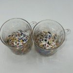 Italian Murano White Crystal Confetti Mugs - Set of 2