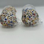 Italian Murano White Crystal Confetti Mugs - Set of 2