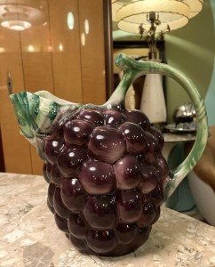 Italian Vintage Purple Grape Ceramic Pitcher