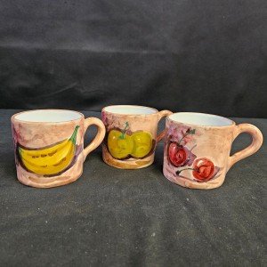 Hand-Painted Italian Pottery Mug Set of 3