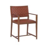 Modern Beech Wood and Leather Armchair in Brown