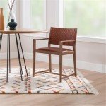 Modern Beech Wood and Leather Armchair in Brown