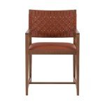 Modern Beech Wood and Leather Armchair in Brown