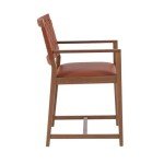 Modern Beech Wood and Leather Armchair in Brown