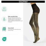 Italian Lurex Glitter Tights - Black/Gold 60 DEN
