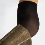 Italian Lurex Glitter Tights - Black/Gold 60 DEN