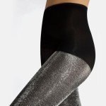 Italian Lurex Glitter Tights - Black/Silver 60 DEN