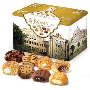 Matilde Vicenzi Roma Cookie Tin - Italian Pastries & Bakery Cookies in Individually Wrapped Trays - Bakery & Dessert Gifts - Puff Pastry, Assorted Cookies in Italian Design Gift Tin 32oz (907g)