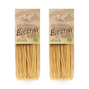 Morelli Bucatini Pasta Noodles - Premium Organic Italian Pasta from Italy - Handcrafted, Family Owned Gourmet Pasta Brand - Durum Wheat Semolina Pasta 17.6oz / 500g - Pack of 2