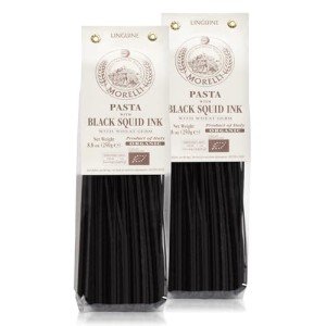 Morelli Squid Ink Pasta Linguine- Organic Italian Pasta - Black Pasta Noodles - Durum Wheat Semolina - Nero Di Seppia Made in Italy - 8.8oz / 250g (pack of 2)