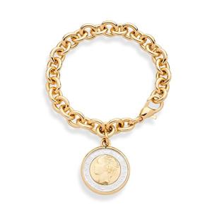 Miabella 18K Gold Italian Genuine 500-Lira Coin Bracelet