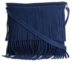 LiaTalia Fringe Handbag in Real Italian Suede Leather
