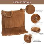 LiaTalia Fringe Handbag in Real Italian Suede Leather