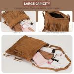 LiaTalia Fringe Handbag in Real Italian Suede Leather