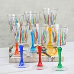 Hand Painted Italian Crystal Wine Glasses, 9 oz