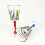 Hand Painted Italian Crystal Wine Glasses, 9 oz