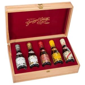 Giuseppe Giusti Historical Collection of 5 Italian Balsamic Vinegars with Wood Gift Box Made in Modena, Italy - Award-Winning, Aged, Gourmet Vinegar - 100 ml Bottles