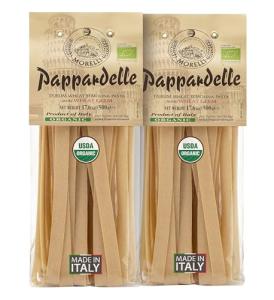Morelli Pappardelle Pasta Noodles - Organic Pasta With Wheat Germ - Imported Pasta from Italy, Pappardelle Noodles Pasta, Wide Noodles, 17.6oz (500g) - Pack of 2